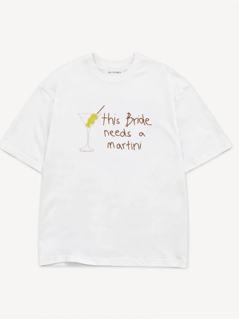 White "This Bride Needs a Martini" Graphic Tee - Six Stories